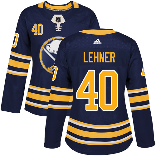 Adidas Buffalo Sabres #40 Robin Lehner Navy Blue Home Authentic Women Stitched NHL Jersey